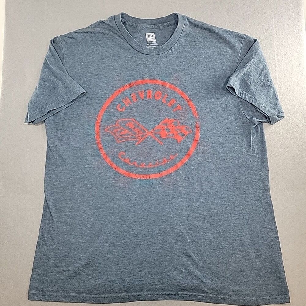GM Chevrolet Chevy Corvette Flag Blue T Shirt Men's Size XL 100% Cotton